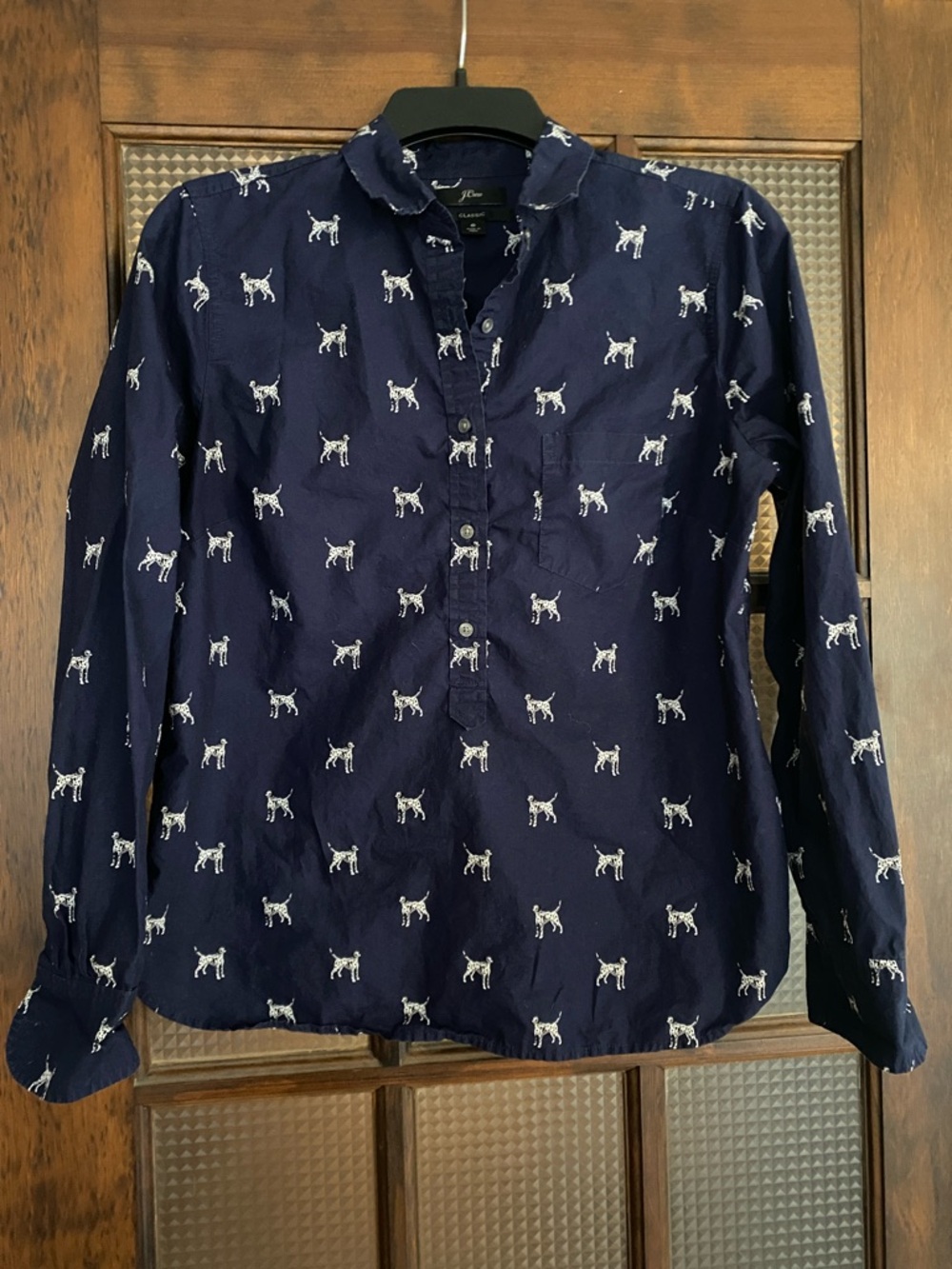 Dalmatian print J. Crew Navy Button-Front Shirt